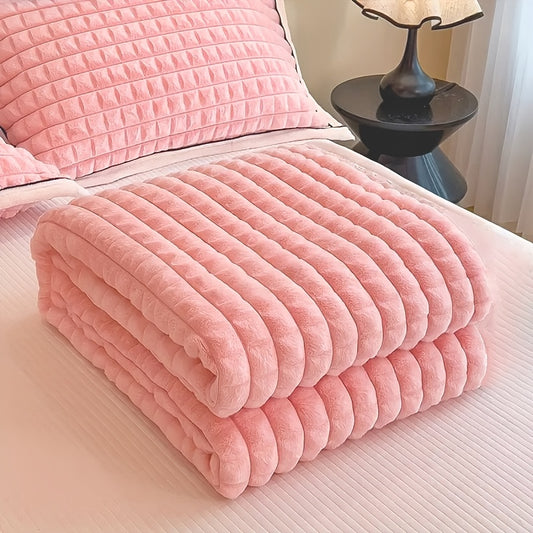 Solid Color Comfortable Blanket, Soft And Warm Sofa Throw, Suitable for Naps, Office, Outdoor Camping, Sofa for Nap, All Seasons, Plaid Pattern Gift Blanket, Multifunctional Blanket That Can Be Used As a Bedspread, for Nap Blanket, Or Pet Blanket