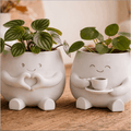 2 Flower Pot Suitable for Succulent & Pen Holders, Lightweight Plastic /Outdoor Desktop Pots with Irregular Shape, Small plant, Decorative Gift for Money Plant Housewarming, Birthdays (for, Office, Desk) - Modern Gardening Gift,home Decor