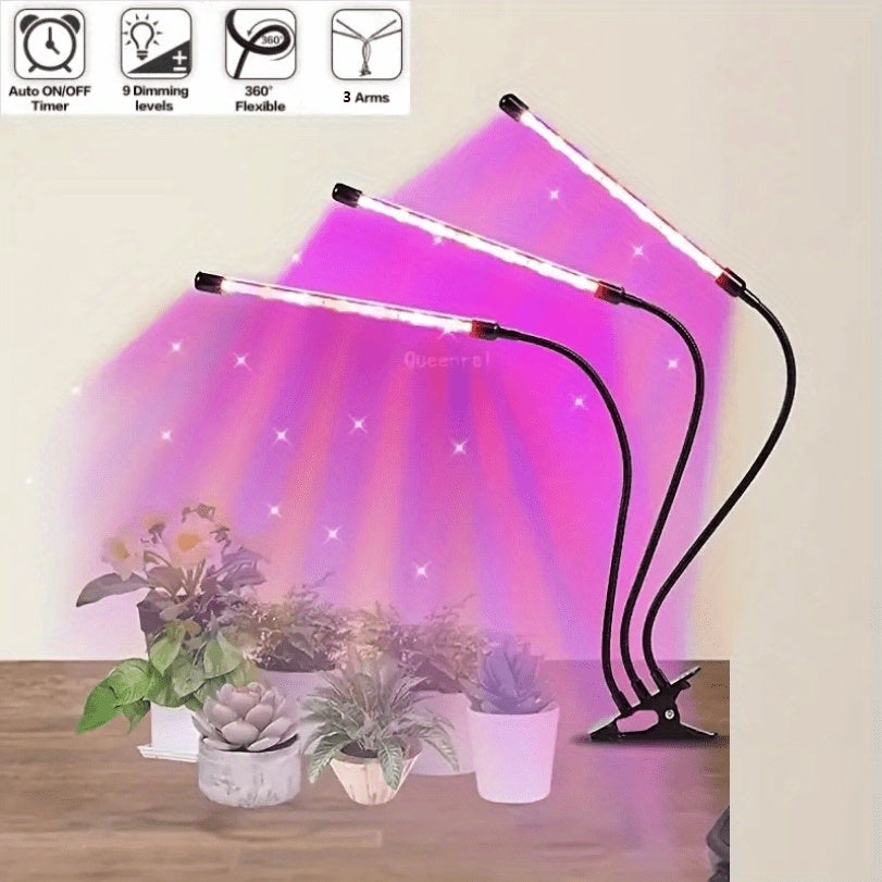 LED Grow Light Full Spectrum Clip-On Plant Lamp – 360° Gooseneck USB Powered Red Blue Light for Indoor Plants, Seedlings, Flowers & Greenhouse, 1/2/3/4 Head Options