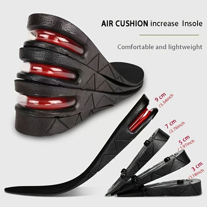 Heel Lift Insoles Adjustable Height 1.18"-3.54" – Invisible Air Cushion Shoe Lifts, Ergonomic EVA Heel Support for Men & Women, Breathable & Trimmable Height Increase Inserts