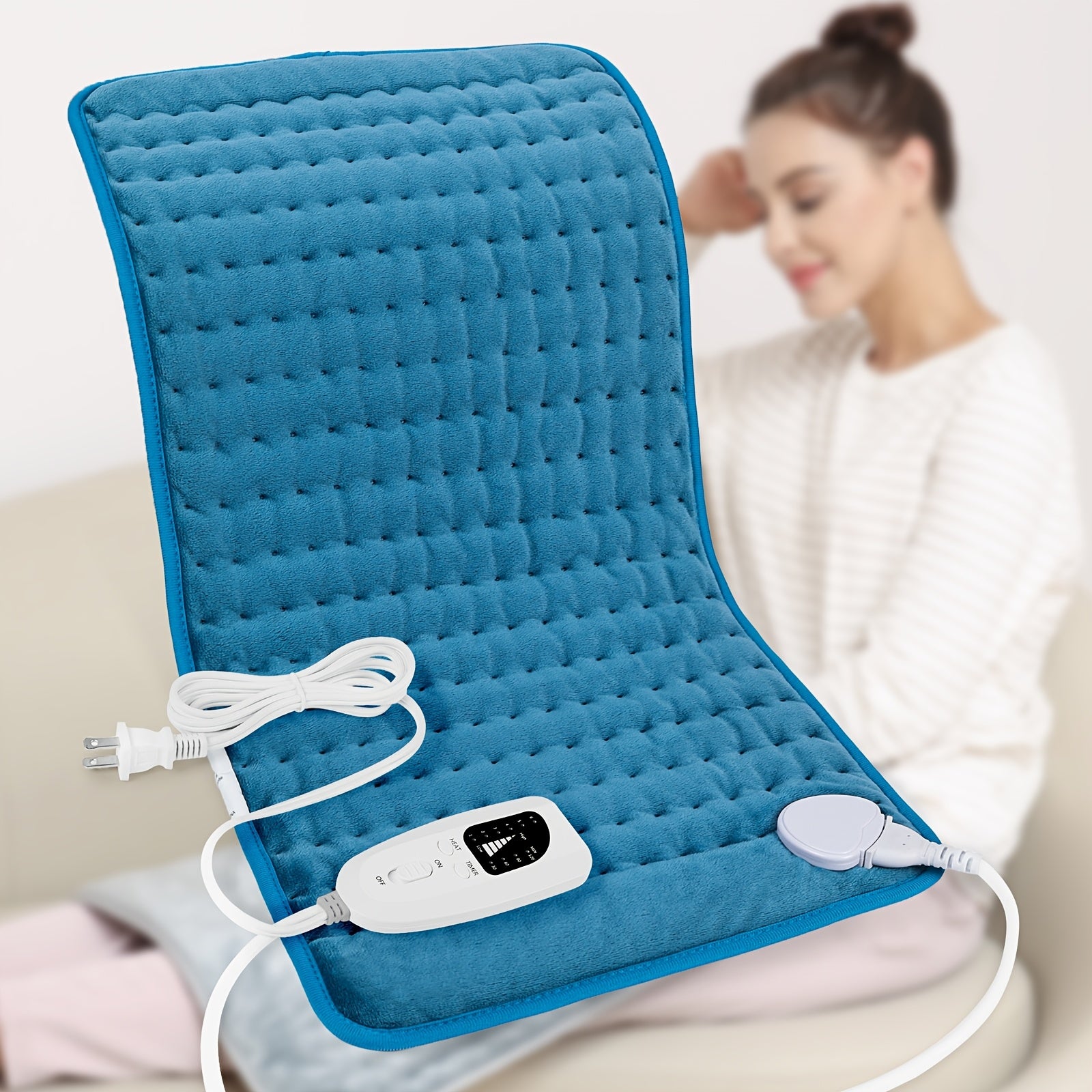 XL Electric Heating Pad 24x12in – 6 Heat Levels up to 140°F, 4 Timer Settings, Machine Washable, Plush Velvet for Back Neck Shoulder Leg Knee, Gift for Parents Canada