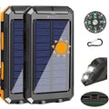 20000mAh Portable Solar Power Bank, Portable Solar Mobile Phone Charger, Camping External Battery Charger for Mobile Phones, 2 USB/ LED Flashlights with Compass for Outdoor Activities