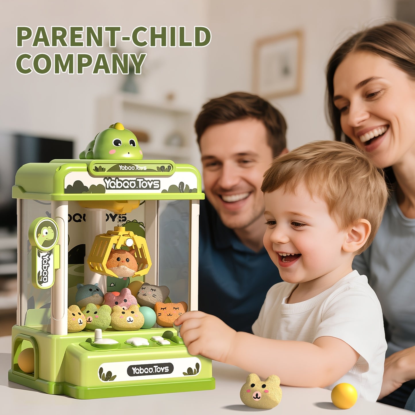 Dinosaur Claw Machine for Kids with Sound, 10 Plush Toys & 10 Balls – Electronic Arcade Grabber Prize Vending Machine Indoor Toy, Birthday Gift for Ages 3-9