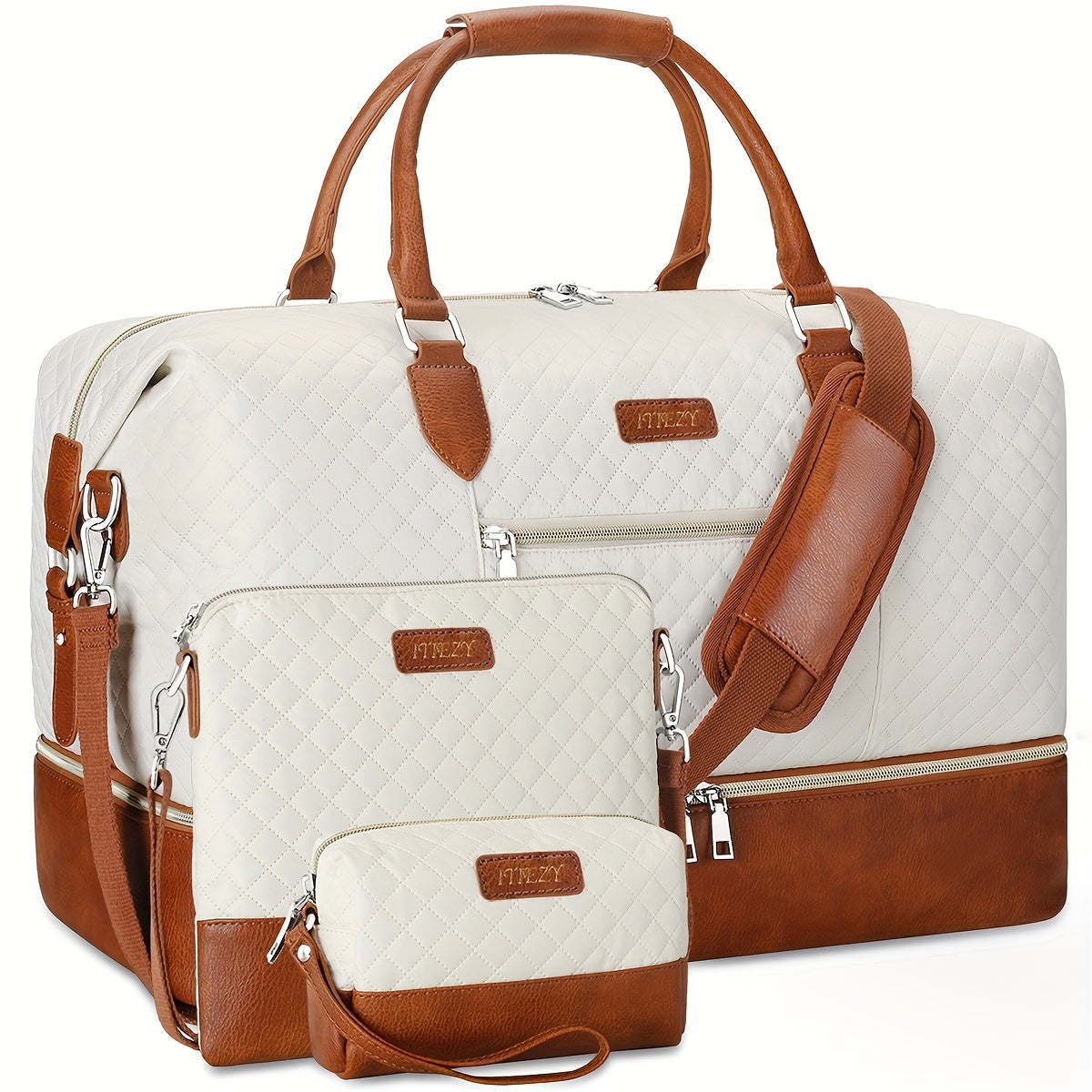 Women's Cow Pattern Duffle Bag Set 3-Piece Oxford Weekender Tote with Shoe Compartment – Large Carry-On Travel Bag for Overnight Trips, Airport & Weekend Getaways | ShopVora CA