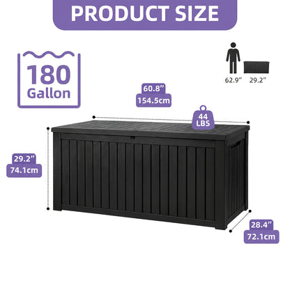 Outdoor Waterproof Resin Deck Box 51 80 150 180 Gallon - Weatherproof Patio Storage Box Bench and Table for Garden Tools Pool Supplies Patio Furniture Brown Black Canada