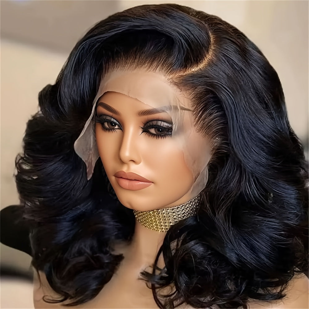 13x4 Lace Front Bob Wig Human Hair - Glueless Pre Plucked Brazilian Body Wave Short Bob Wig, Wear and Go Human Hair Wigs for Women, Natural Hairline, Beginner Friendly