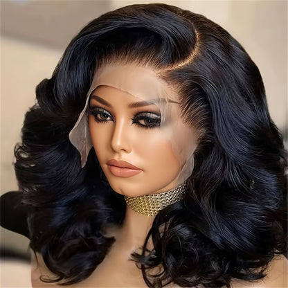 13x4 Lace Front Bob Wig Human Hair - Glueless Pre Plucked Brazilian Body Wave Short Bob Wig, Wear and Go Human Hair Wigs for Women, Natural Hairline, Beginner Friendly