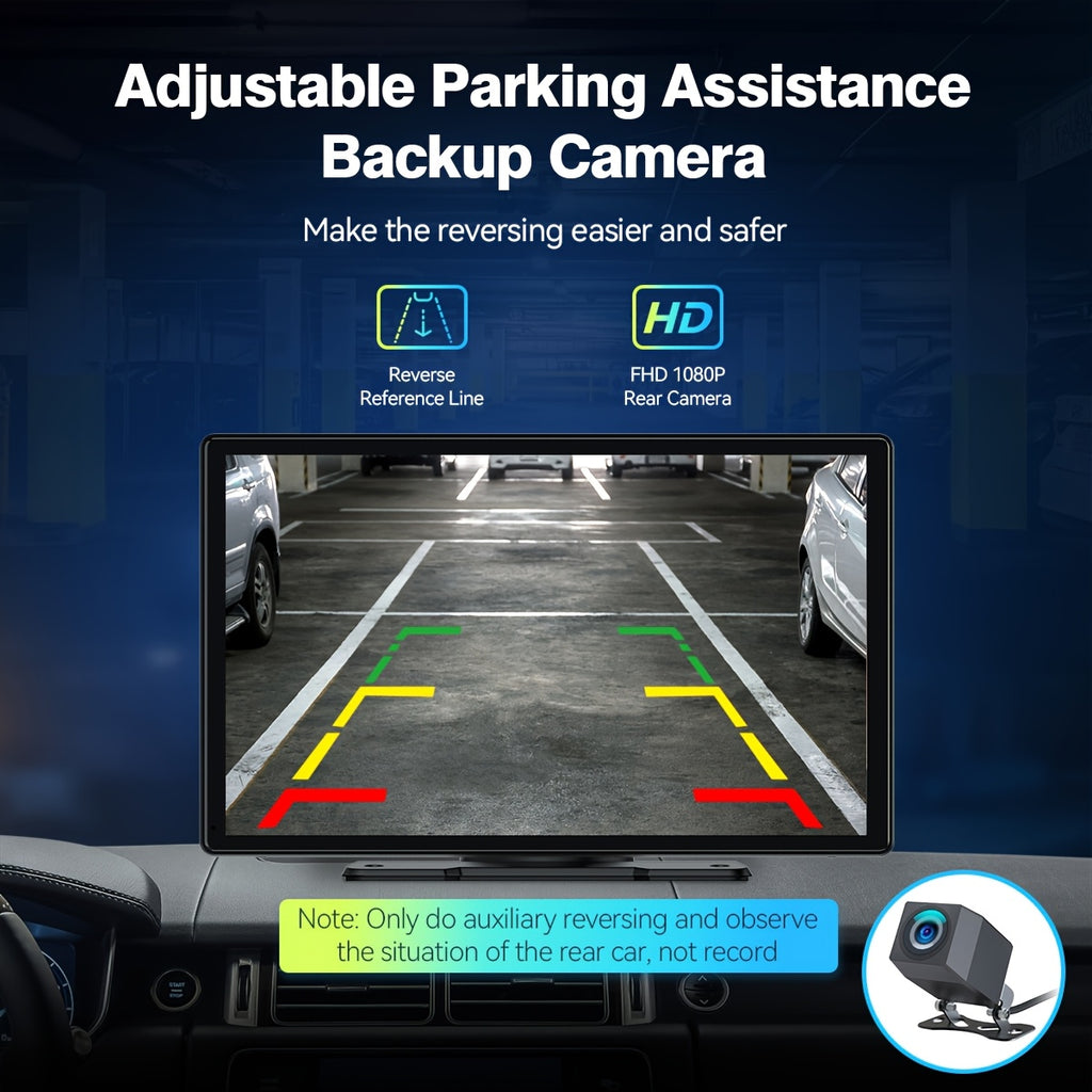 LAMTTO 9'' Carplay Screen for Car, Compatible with Carplay & Android Auto, Portable Carplay Screen with 1080P Backup Camera, Mirror Link, Bluetooth, GPS Navigation, Voice Assistant, FM, AUX, Airplay