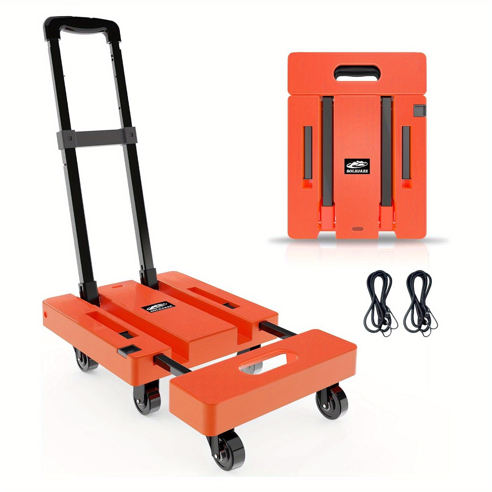 Foldable Hand Truck 500LB Capacity, Convertible Handcart with Extendable Adjustable Handle & 4 Wheels, Portable Folding Dolly Cart for Home Office Yard Moving Warehouse – Heavy Duty Material Handling