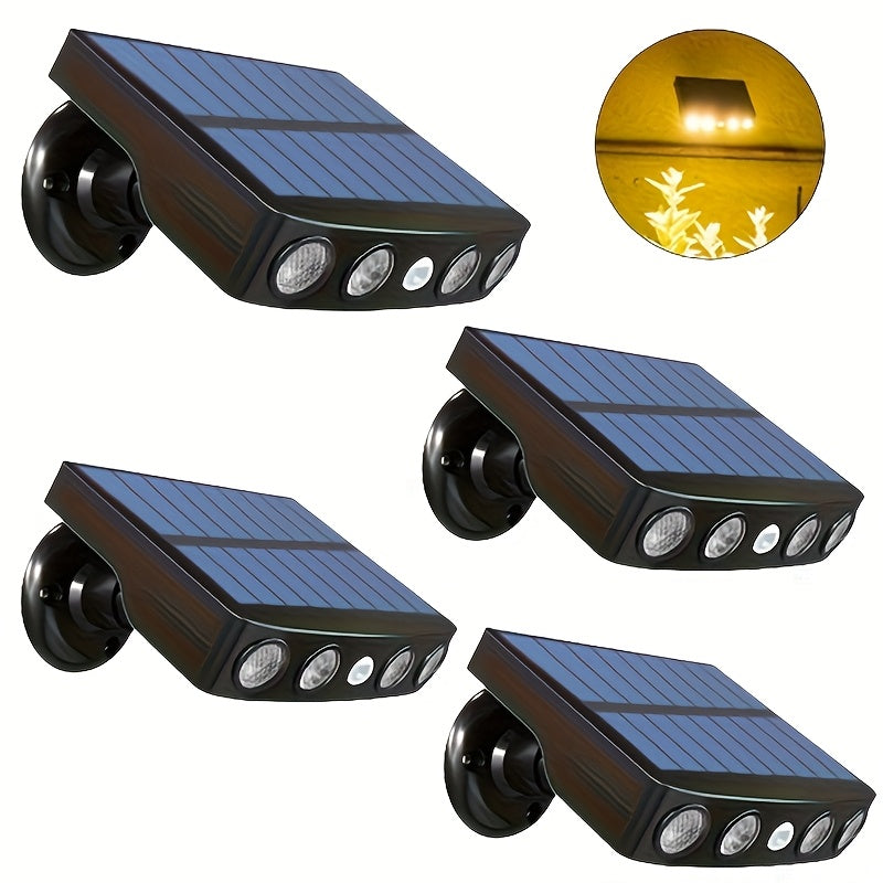 Solar Wall Lights Outdoor Motion Sensor, 2/4 Pack IP44 Waterproof Dusk to Dawn Security Light, 120° Wide Beam Auto On/Off for Porch Courtyard Deck Garden