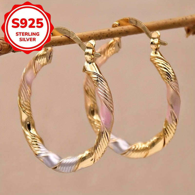 S925 Sterling Silver Bohemian Hoop Earrings for Women – Vintage Twisted Round Earrings for Casual Wear, Weddings, Parties & Birthday Gifts | ShopVora CA