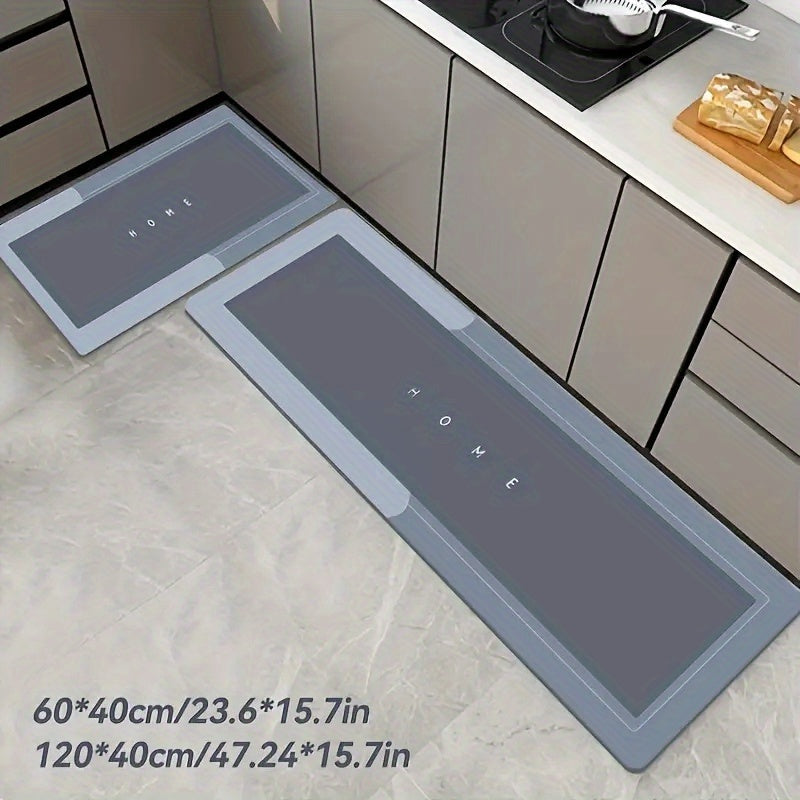 Non-Slip Kitchen Floor Mats 2-Piece Set – Oil-Absorbing Quick-Dry Plush Suede & Rubber Base Floor Mats for Kitchen, Bathroom & Living Room, Standard or Thickened