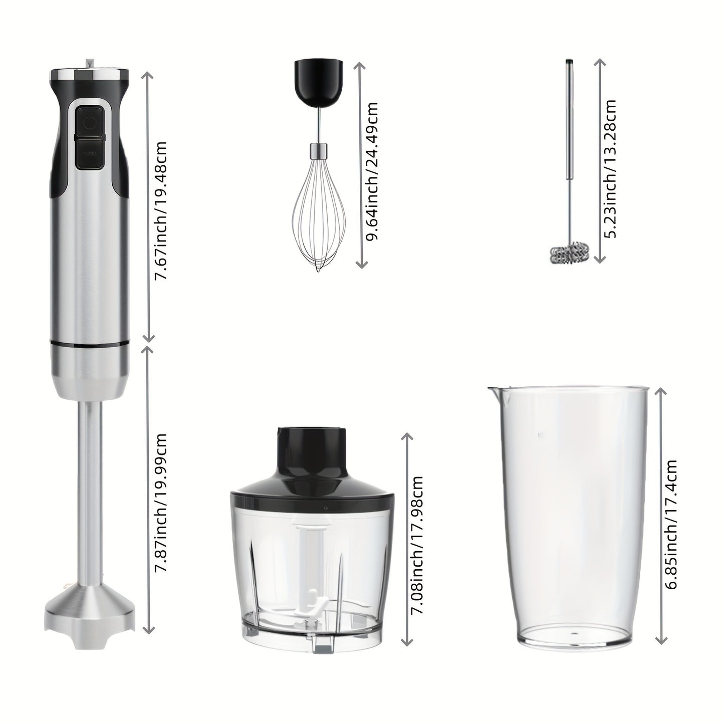 5-in-1 Immersion Hand Blender 1000W – 12-Speed LED Handheld Stick Blender with Stainless Steel Blades, Chopper, Beaker, Whisk & Milk Frother – BPA-Free for Smoothies, Soup & Puree