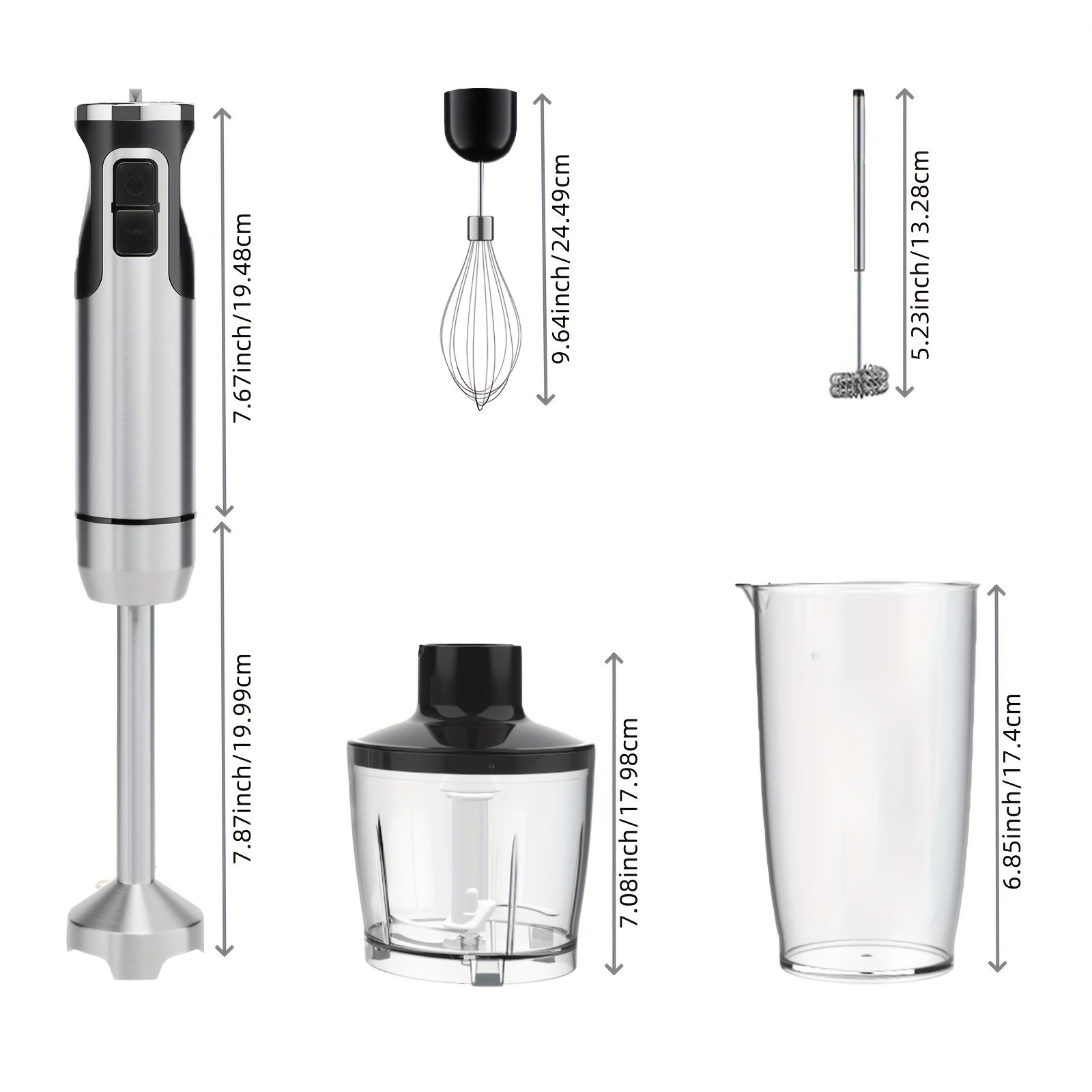 Immersion Hand Blender, 5-In-1 1000W Powerful LED Backlight 12-Speed Multi-Function Handheld Stick Blender with Stainless Steel Blades, Chopper, Beaker, 20.29oz, Whisk and Milk Frother for Food/Smoothies/Puree, BPA Free