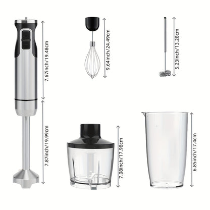 5-in-1 Immersion Hand Blender 1000W – 12-Speed LED Handheld Stick Blender with Stainless Steel Blades, Chopper, Beaker, Whisk & Milk Frother – BPA-Free for Smoothies, Soup & Puree