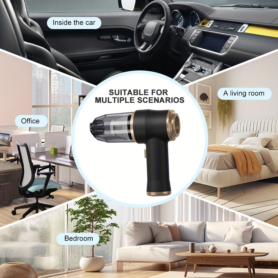1pc Super Powerful 2-in-1 Cordless Handheld Vacuum Cleaner - High Suction Power, Lightweight, Portable with Rechargeable Lithium Battery, Includes Dusting Brush Attachment, Floor Brush, and Cleaning Tools for Car and Home Use