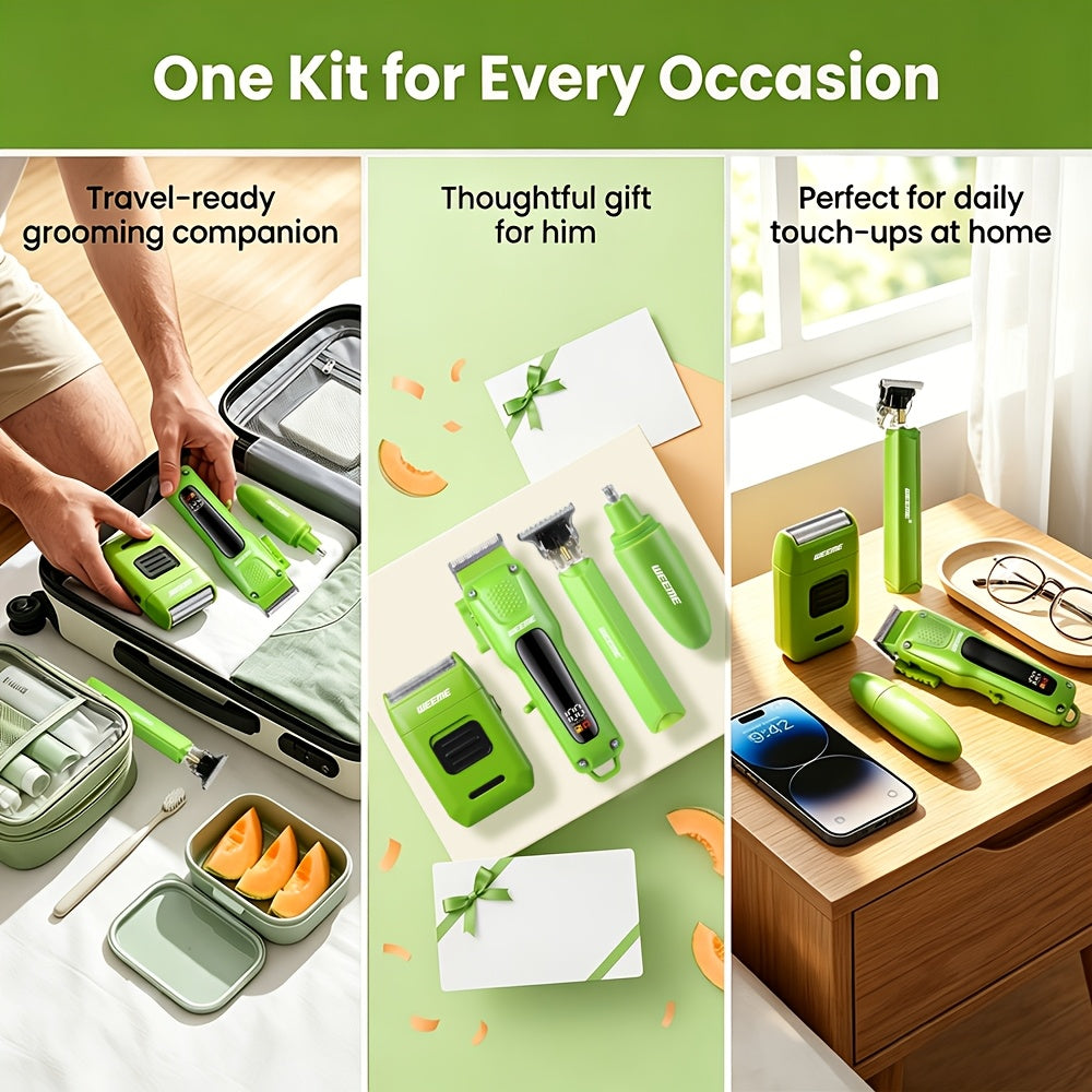 4-in-1 Hair Clipper Kit for Men – WEEME Cordless Trimmer & Electric Shaver Set, Nose Body Bald Head Grooming, LED Display, Precision Cutting, USB Rechargeable, Home & Barber Use | Canada