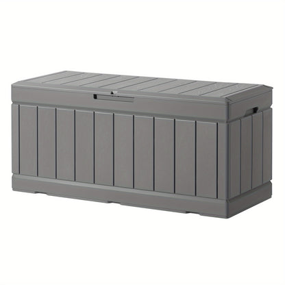 88 Gallon Resin Deck Box Outdoor Lockable Storage Box – Waterproof Large Cushion Storage Bench for Patio, Backyard, Pool Supplies & Sports Equipment