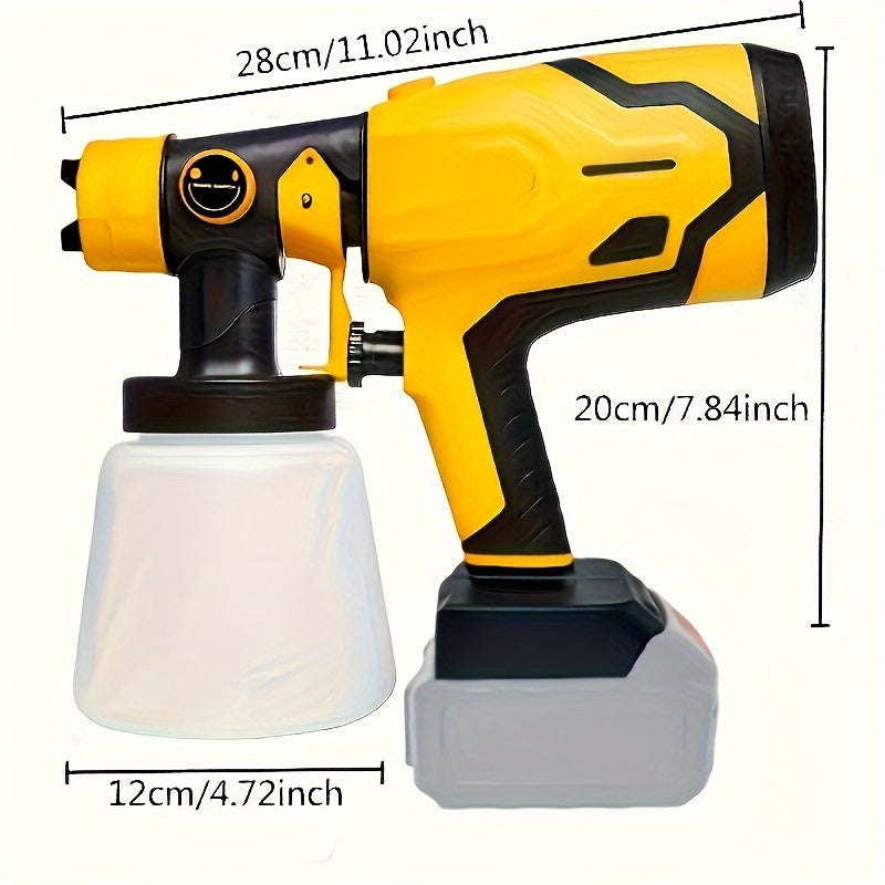 HVLP Cordless Paint Sprayer 600W Motor - Compatible with 20V MAX Battery, 4 Nozzle Sizes & 3 Spray Patterns, Adjustable Flow, Copper Nozzles for Indoor & Outdoor Walls, Furniture & Fences (Tool Only)