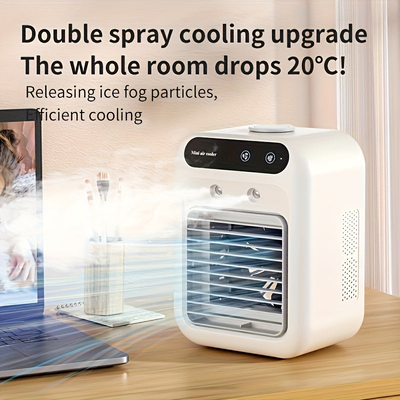 Portable Mini Personal Air Cooler 1800mAh Rechargeable – Compact Desk Fan for Dorm, Office & Travel, Low Voltage Lightweight Battery Operated Cooling Fan