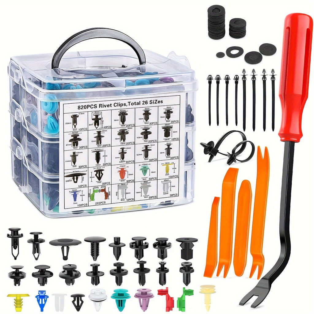 105pcs/925pcs/1240pcs Boxed Fastener Clips, Various Automotive Clips, Plastic Retainer Clips, Automotive Repair Kit,  Automotive Body Parts And Accessories, PP Material, Automotive Body Clips Suitable for Various Vehicle Models