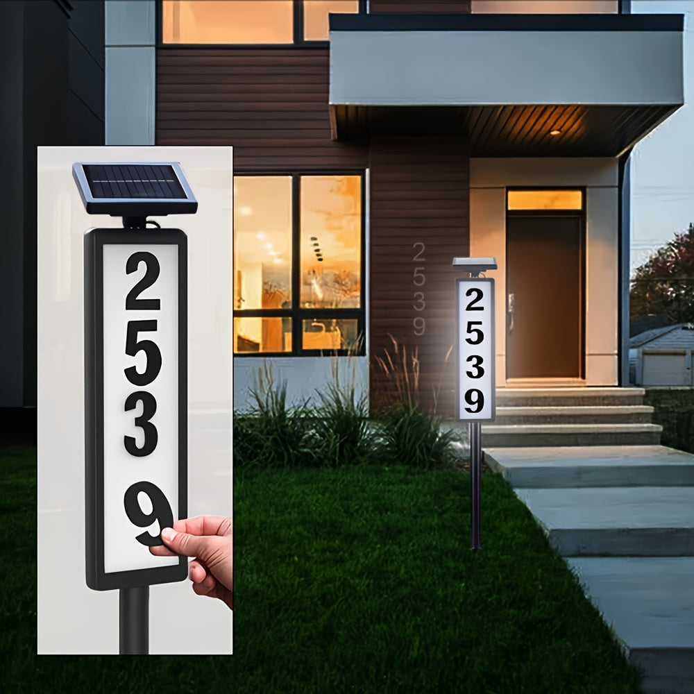 1pc Outdoor Large Solar Energy House And Household LED Lighting Address Digital Door Sign Lights, Decorative Guide Lights, Used for Villa Indicator Lights, Suitable for Villas, Lawns, Parks, Gift Lights, Landscape Lawn Lights