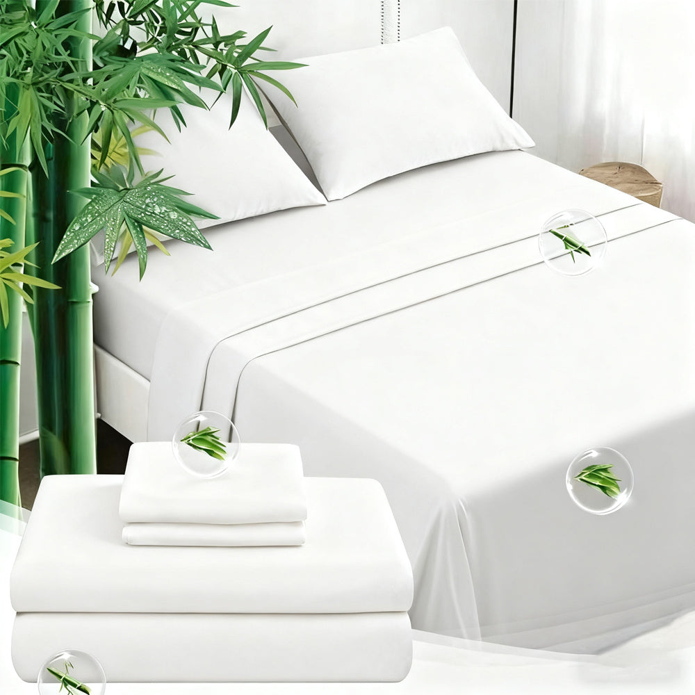 2100TC Bamboo Bed Sheet Set 3/4pcs – Ultra-Soft Breathable Cooling Sheets, Deep Pocket Up to 16", Perfect for Hot Sleepers – Luxury Hotel-Quality Bedding for Kids & Adults