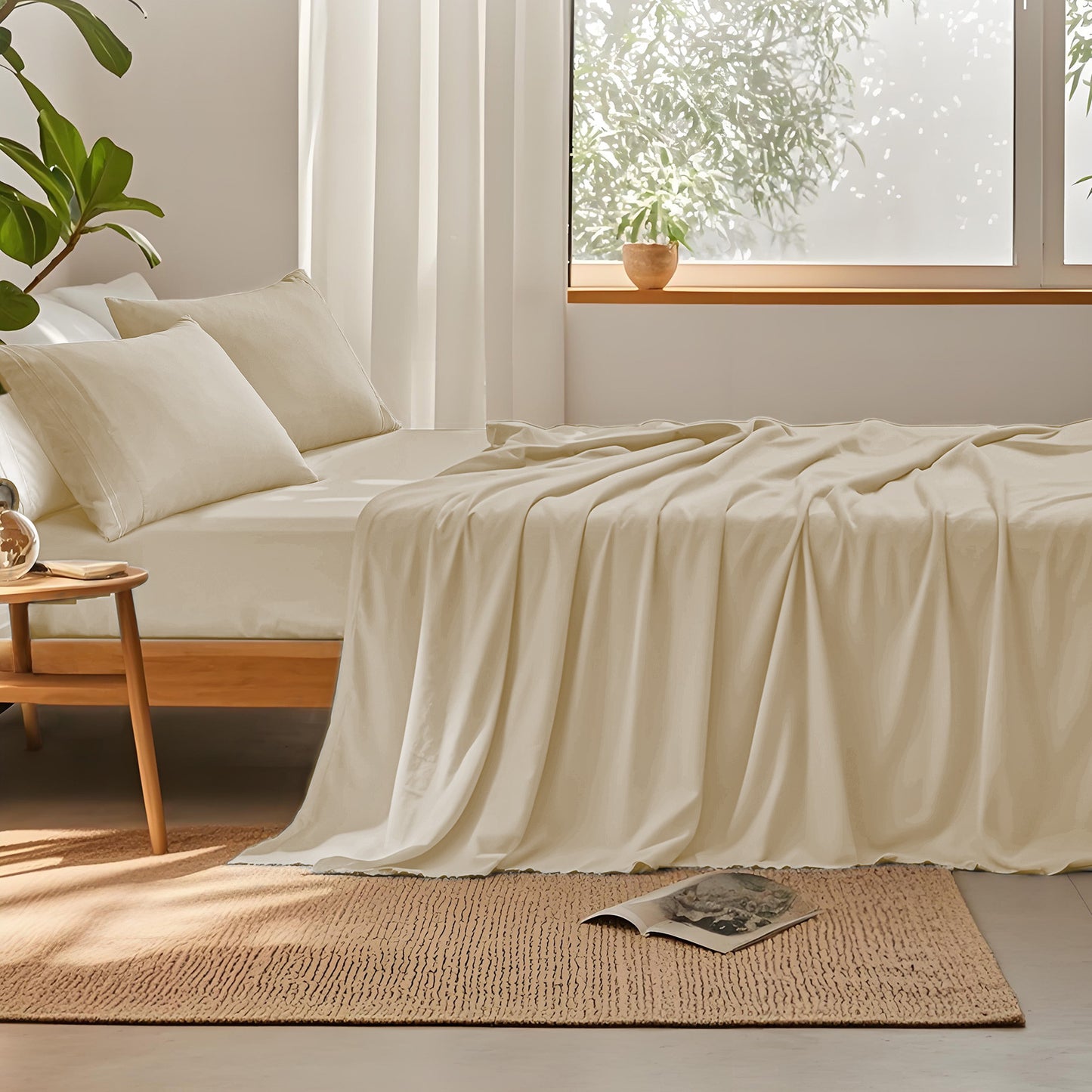 14-Inch Deep Pocket Bed Sheet Set – Lightweight Breathable Cooling, Wrinkle & Fade Resistant, Hotel Luxury Bedding, 3/4-Piece with Pillowcase, Flat & Fitted Sheet, Twin Full Queen King | ShopVora CA
