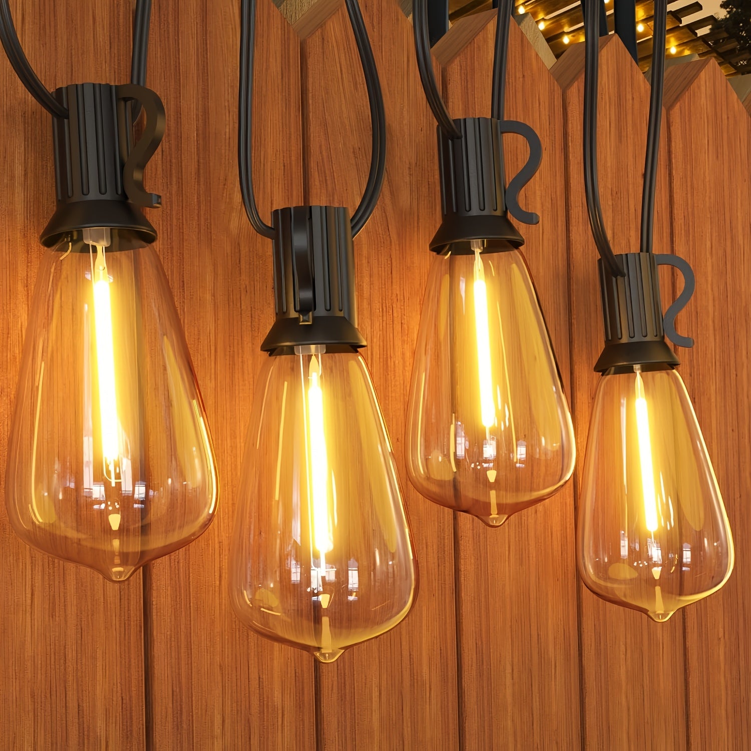 ST38 Outdoor String Lights LED Patio Lights – Shatterproof Vintage Edison Bulb, 2700K Warm White, Connectable Waterproof Hanging Lights for Backyard Garden Porch Party Cafe Decor