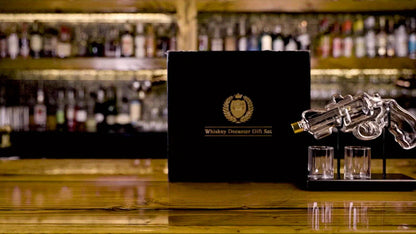 Pistol Whiskey Decanter Set with 2 Shot Glasses – Cool Gun-Shaped Liquor Dispenser for Home Bar, Unique Birthday Anniversary Father's Day Gift for Him, Husband, Men Who Have Everything