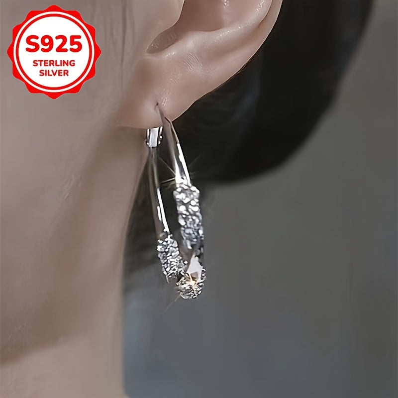 S925 sterling Silvery Women's oversized circular earrings - minimalist circular design, cool toned aesthetics, versatile daily party accessories, fashionable accessories, exquisite luster, a must-have for fashion enthusiasts