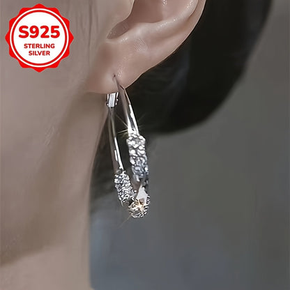S925 Silver Oversized Circular Hoop Earrings for Women - Minimalist Cool-Tone Aesthetic, Large Statement Hoops for Daily Wear & Parties, Fashionable Silver Jewelry Gift