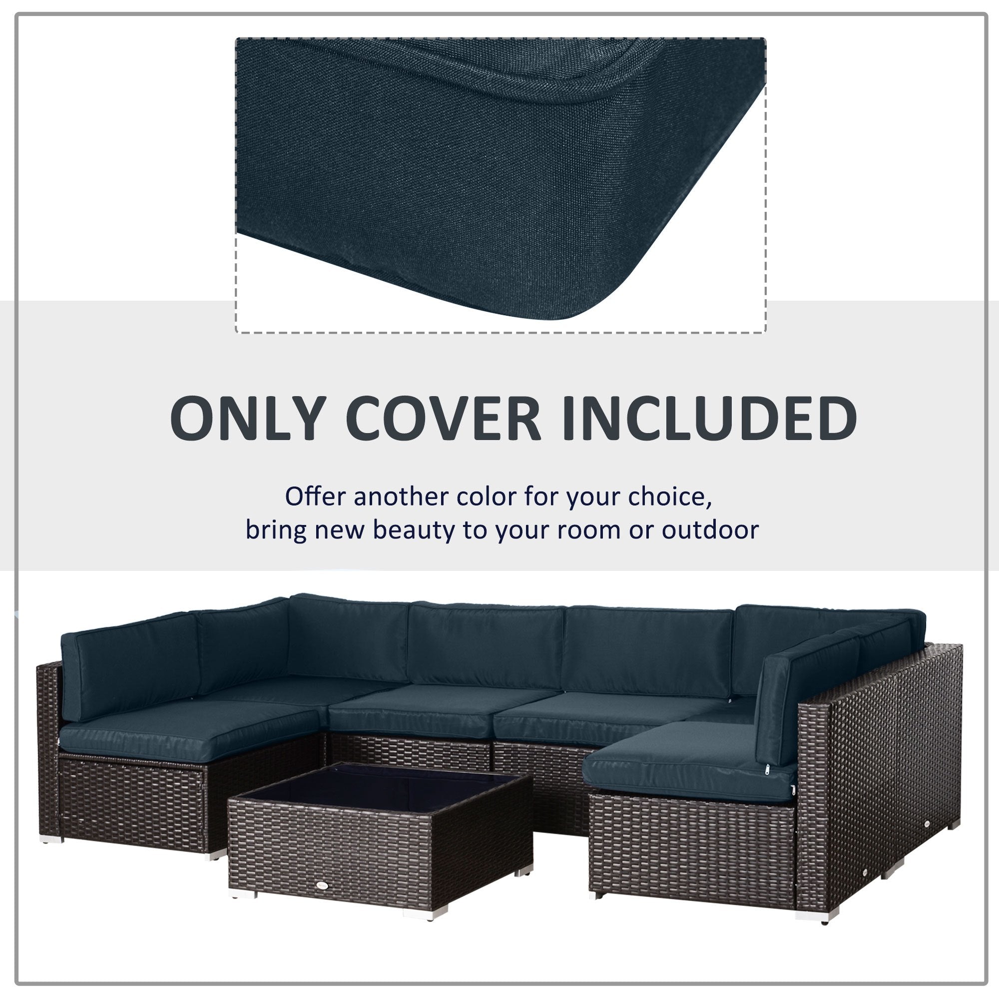 14Pcs Outdoor Cushion Covers, Patio Cushion Covers Replacement for Rattan Sofa Set - No Cushion Included, Navy Blue