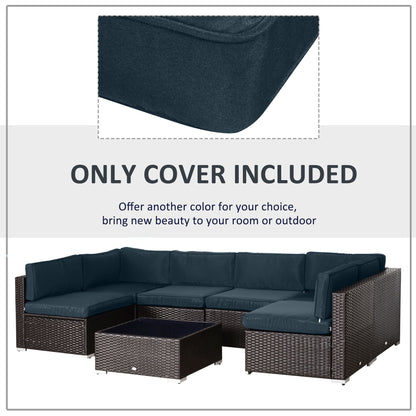 Outdoor Cushion Covers 14 Pcs Replacement for Rattan Sofa Set Polyester Waterproof Dustproof Machine Washable Zipper Closure Navy Blue - Patio Garden Furniture Covers, Canada