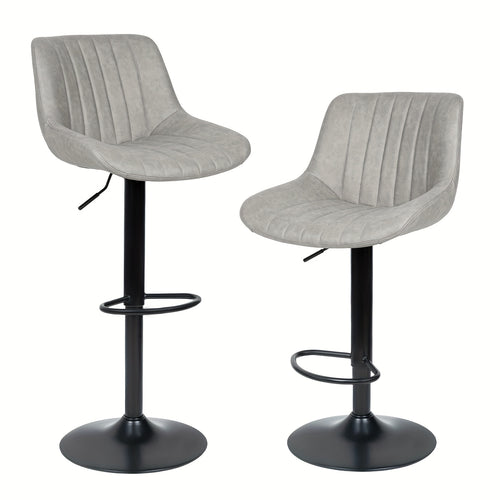 Nalupatio Bar Stools Set of 2 Adjustable Counter Height Swivel Fabric Seat with Ergonomic Back Support - Modern Kitchen Island Chairs for Home & Dining Room, Canada