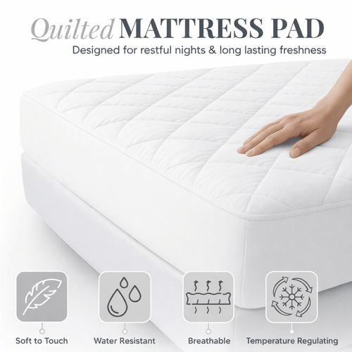 18-Inch Deep Grip Waterproof Mattress Protector – Soft Quilted Noiseless Fitted Cover with Liquid Shielding, Secure Stretch Fit, Machine Washable – Twin Full Queen King