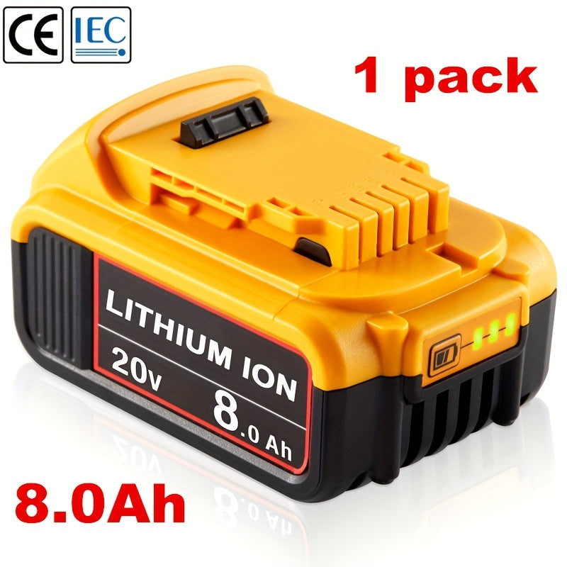 DeWalt 20V Max Replacement Battery 8.0Ah – Compatible DCB206 DCB204 DCB203 DCB201 DCB200 DCB207 DCB208, 3-LED Indicator, 500-Cycle Lithium-Ion, 1/2/4 Pack | Canada