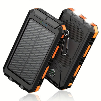 Solar Power Bank 10000mAh with LED Flashlight & Compass Dual USB + USB-C Outdoor Camping Emergency Backup Battery Compatible with iPhone Samsung iPad - Canada