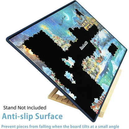 Double-Sided Jigsaw Puzzle Board 30x20 Inch - Portable Non-Slip Puzzle Mat for Up to 1000 Pieces, Khaki & Black Suede Puzzle Saver for Puzzle Lovers