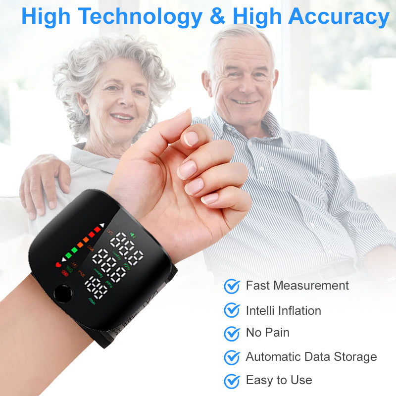 1pc Wrist Blood Pressure Monitor with LCD Display, Adjustable Cuff, Pulse Rate Detection & Irregular Heartbeat Alarm - Blood Pressure Measurement | USB Charging | Sound Playback Function, The Best Gift for Family And Friends