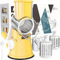 Rotary Cheese Planer Hand Crank Cheese Shredder Fresh Cheese, Vegetables, Nuts, Non-slip Suction Base, Free Cleaning Brush Three Blades, Red