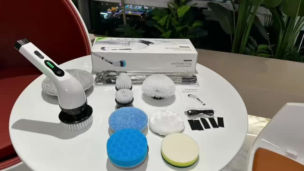 Electric Spin Scrubber for Cleaning, Electric Rotating Floor Washer, Wireless Shower Floor Scrubber, Replaceable 9 Brush Heads, 2 Speed And Adjustable Extension Handle, Kitchen Gadgets Suitable for Bathtub, Tile Floor, Glass, Car