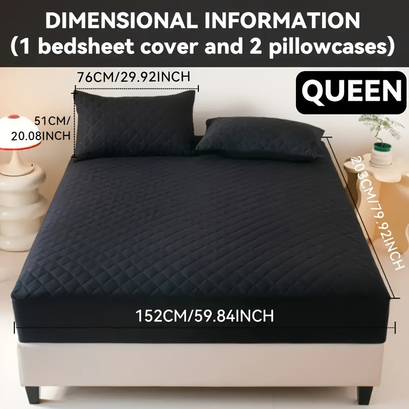 Waterproof Mattress Protector Set 2/3pcs, Thick Deep Pocket 9-15" Fitted Sheet & Pillowcase, Soft All-Season Bedding, Machine Washable – Twin Full Queen King, Multiple Colours