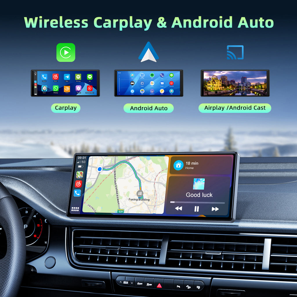 Lamtto 9.26 inch Car Stereo for Wireless Car play and Android Auto, Portable Carplay Screen for Car, with FM, GPS Navigation, AirPlay, AUX/FM, Bluetooth, Voice Control for Android 11+ (7-inch, 9-inch, and 9.26-inch models are available)