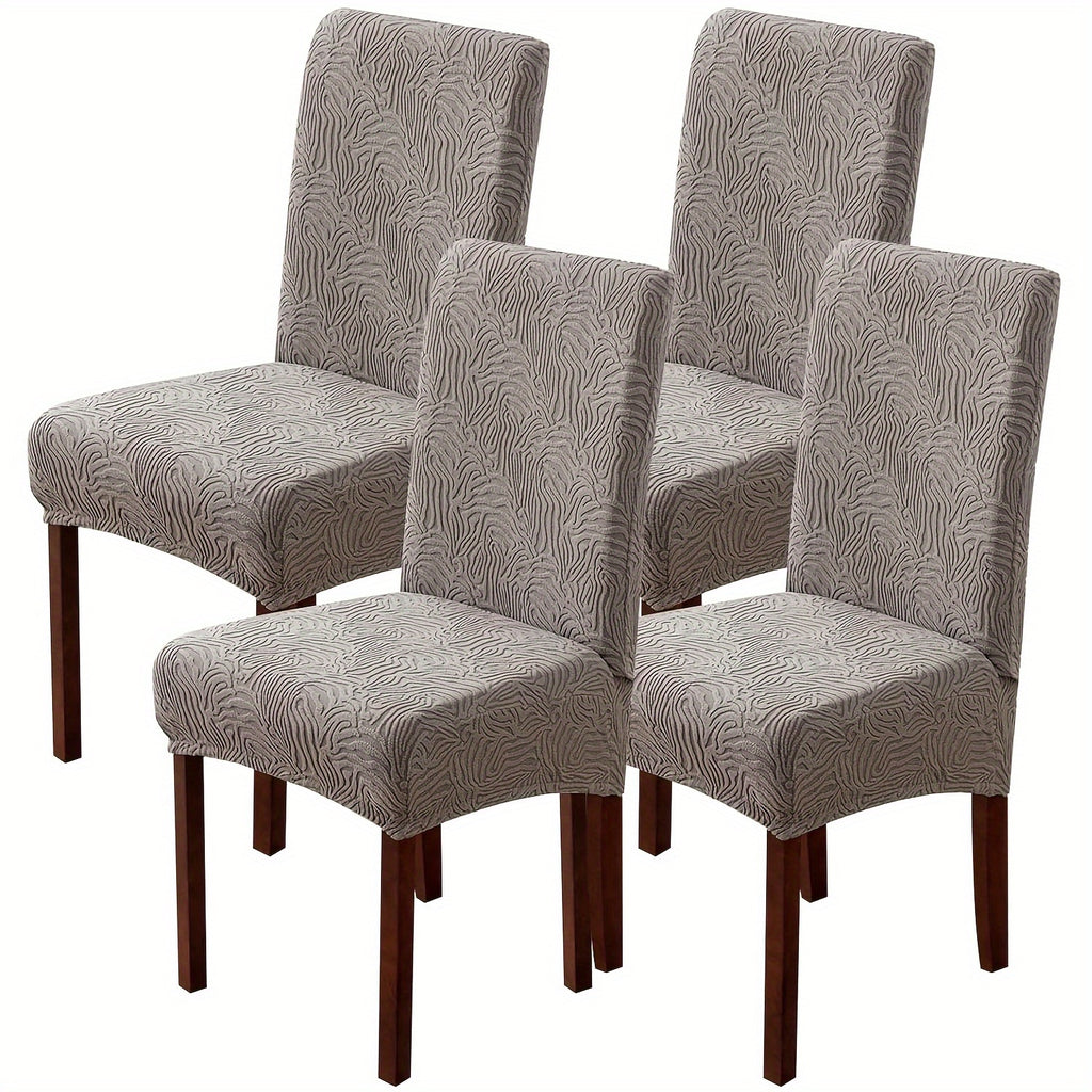 4/6pcs Waterproof Chair Covers for Dining Room, Stretch Jacquard Dining Chair Slipcovers Removable Washable Chair Protector for Kitchen, Hotel, Restaurant