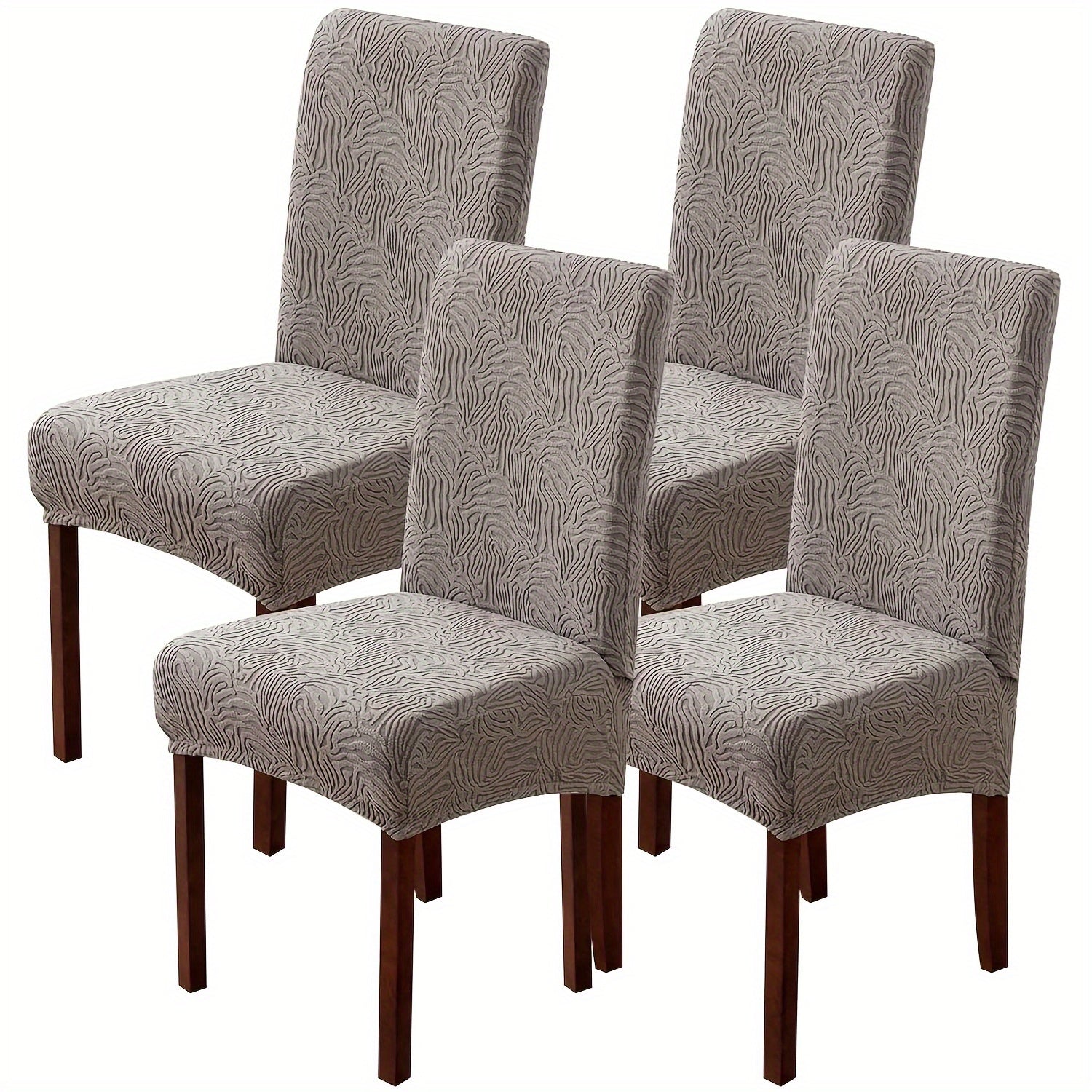 4/6pcs Waterproof Chair Covers for Dining Room, Stretch Jacquard Dining Chair Slipcovers Removable Washable Chair Protector for Kitchen, Hotel, Restaurant