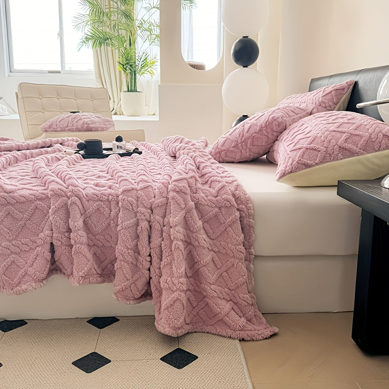 1pc Oversized Blanket 80 * 90in, Nap Blanket Air Conditioning Blanket Sofa Cover Blanket Office Outdoor Camping Gift Blanket Bed Blanket Bedroom Room Decoration, Suitable for All Seasons