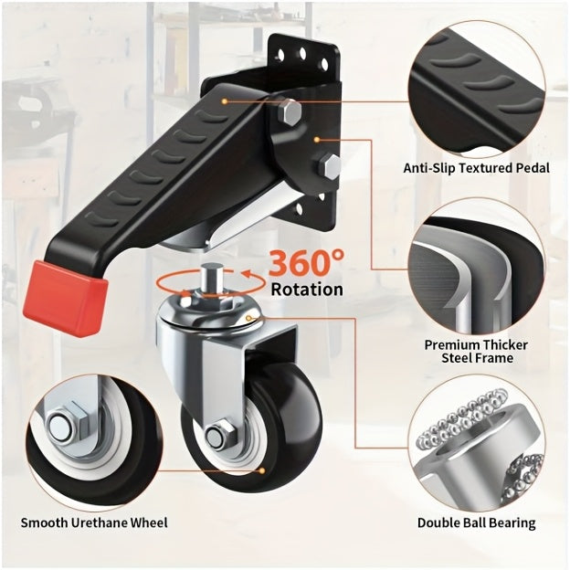 4pcs workbench caster kit includes extendable casters, which are heavy-duty and specifically designed for workbench machinery and tables.