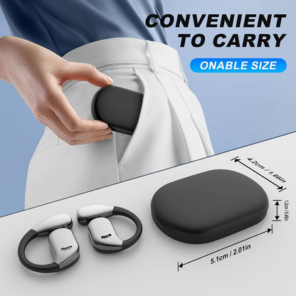 Wireless Open Ear Headphones Bluetooth, Lightweight & Comfortable, HD Sound Quality, Long Battery Life, Portable Compact Design for Travel, Sports & Daily Use – Black & Beige