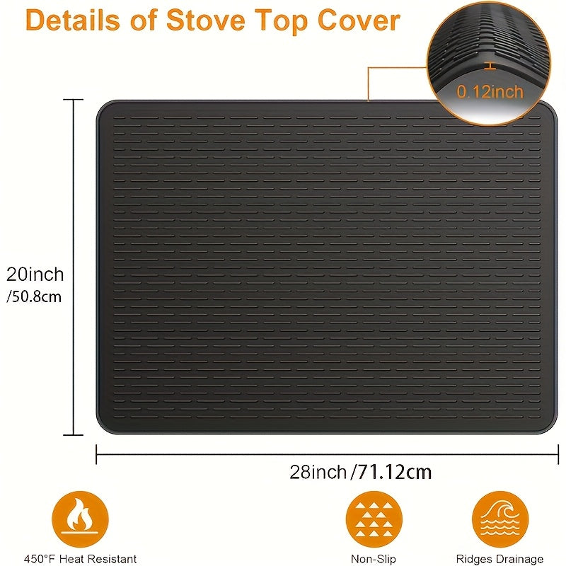 Stove Top Covers for Electric Stove -28" X 20" Silicone Stove Cover Mat, Heat Resistant Ceramic & Glass Cooktop Protector, Foldable Dish Drying Mats for Kitchen, Flat RV Stovetop Protector, Stove Top Protector, Kitchen Appliance Cover, Sleek Kitchen Acces